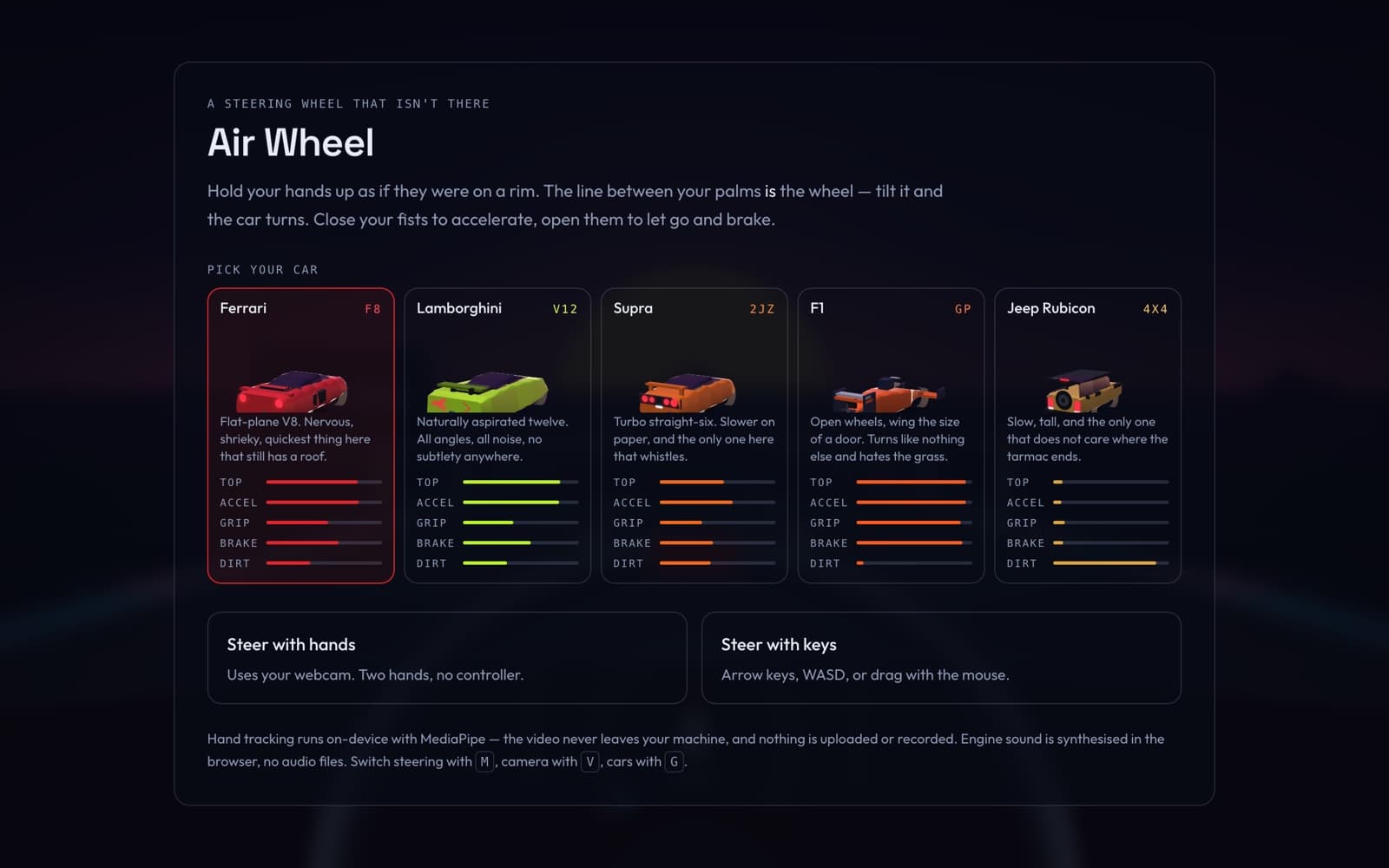 Air Wheel running in a browser