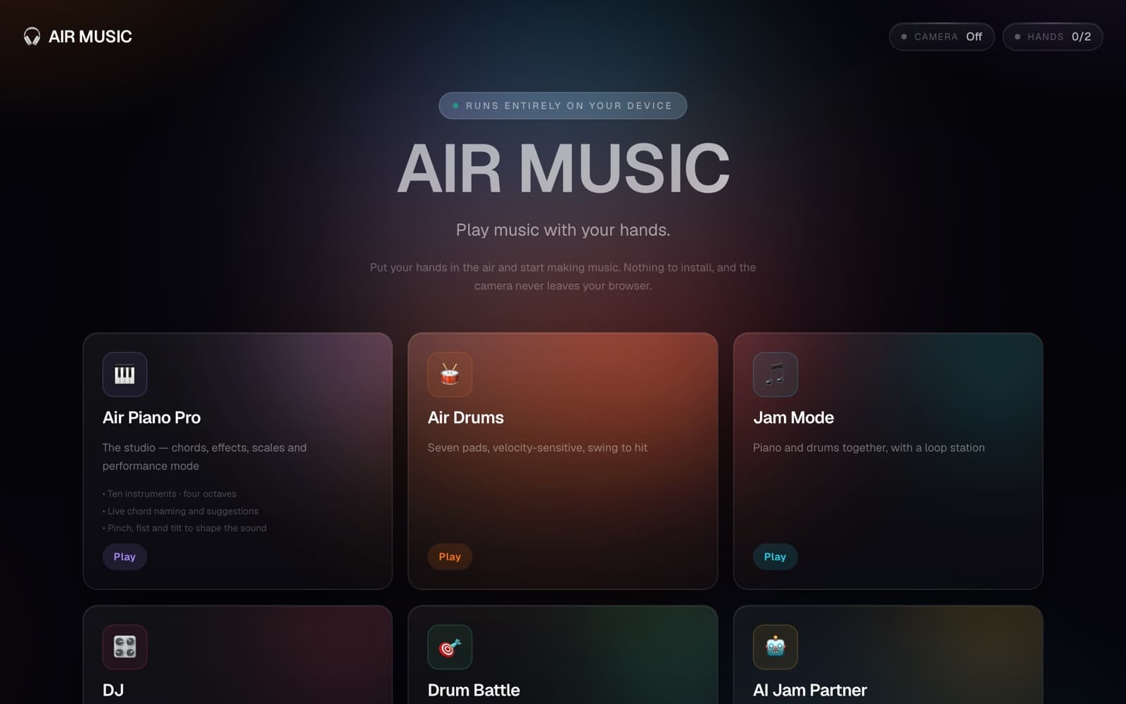 Air Music running in a browser